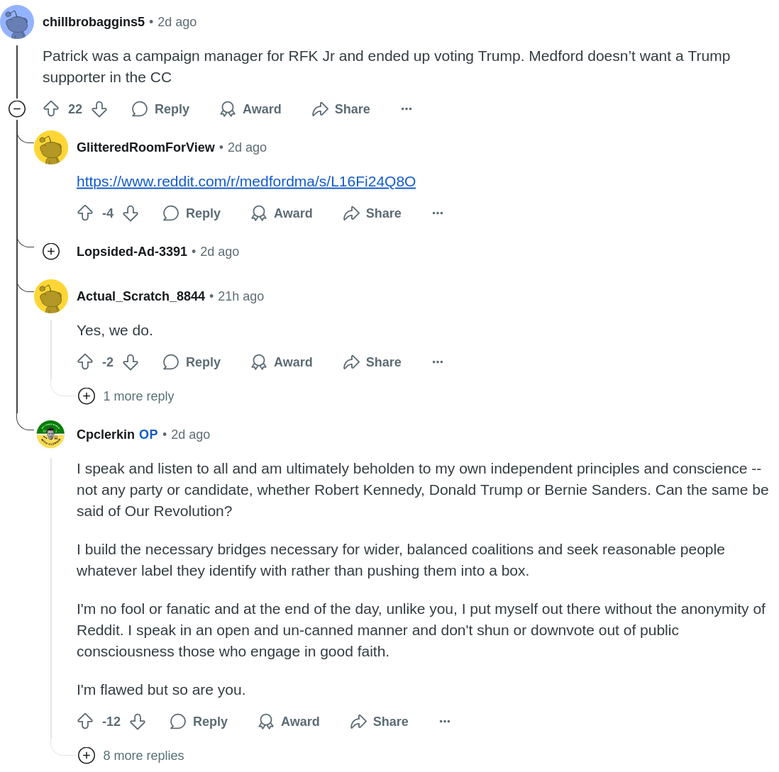 Reddit thread where it is revealed Clerkin voted for Trump